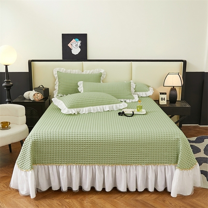 91家纺网 家纺一手货源 找家纺 （总）情恒家纺 2025新款凉感丝豆豆席床盖款三件套