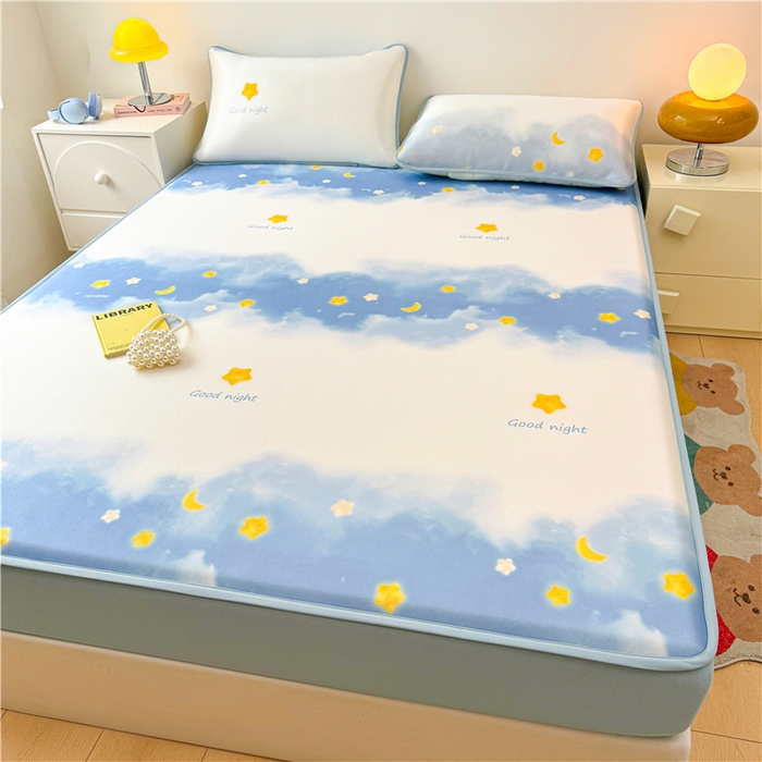 91家纺网 家纺一手货源 找家纺 喜居 2024新款碳光冰丝席床笠款 星河