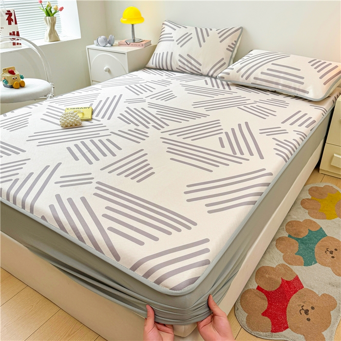 91家纺网 家纺一手货源 找家纺 喜居 2024新款碳光冰丝席床笠款 简约生活