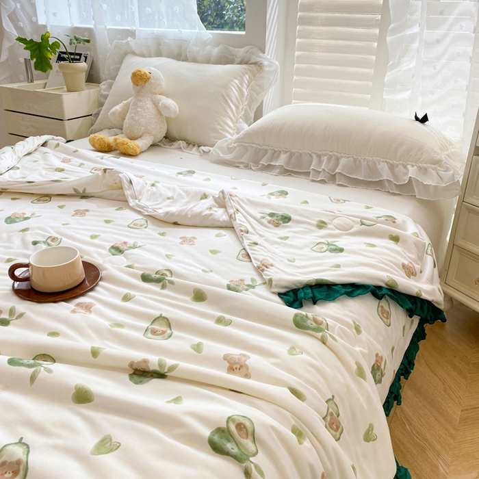 91家纺网 家纺一手货源 找家纺 千朵 2024新款针织棉夏被 牛油果