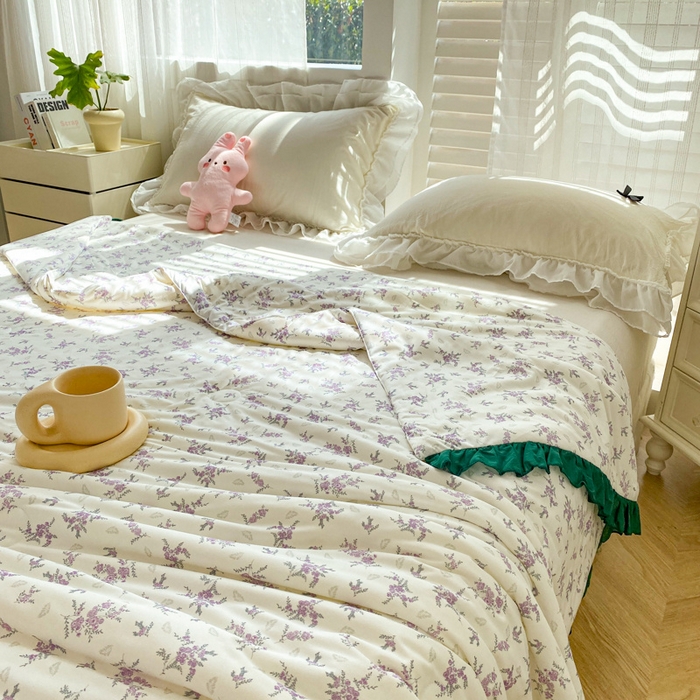 91家纺网 家纺一手货源 找家纺 千朵 2024新款针织棉夏被 紫玥