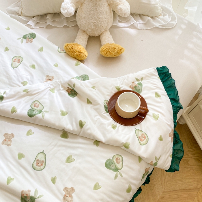 91家纺网 家纺一手货源 找家纺 千朵 2024新款针织棉夏被 牛油果