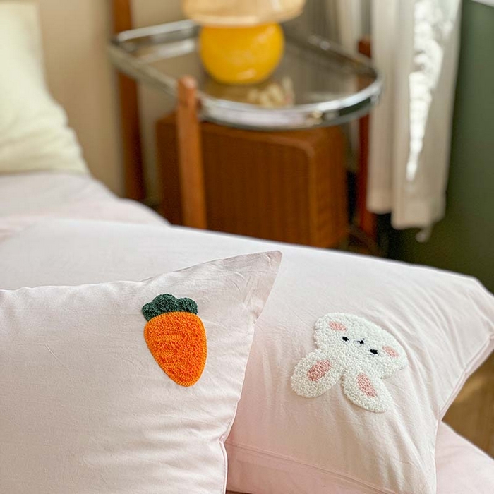 91家纺网 家纺一手货源 找家纺 柚子 2024新款全棉水洗新疆棉夏被四件套 小白兔