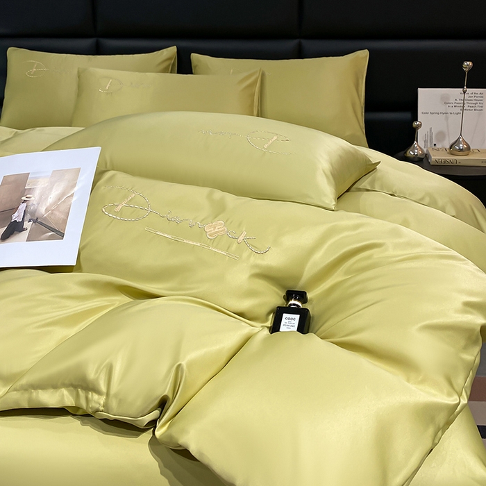 91家纺网 家纺一手货源 找家纺 澳梵 2024新款水洗真丝刺绣四件套 蒂娜-优雅绿