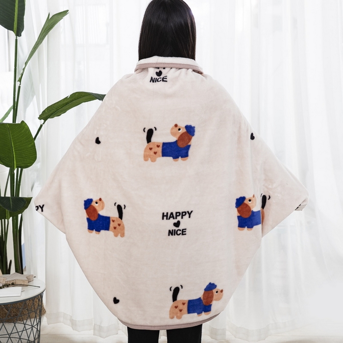 91家纺网 家纺一手货源 找家纺 恋尚羽 2025秋冬爆款印花披肩毯盖毯腊肠狗