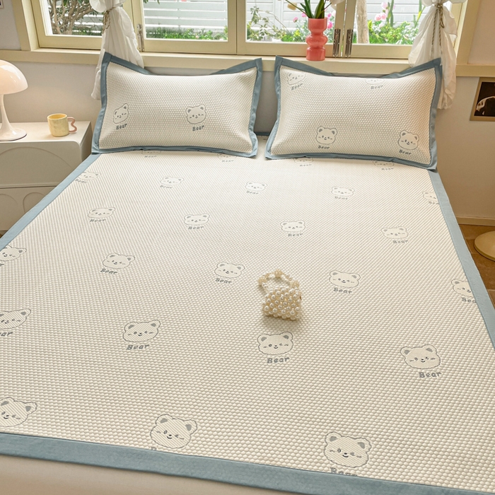 91家纺网 家纺一手货源 找家纺 （总）慕澄 2024新款A类PE提花凉感豆豆复合款凉席