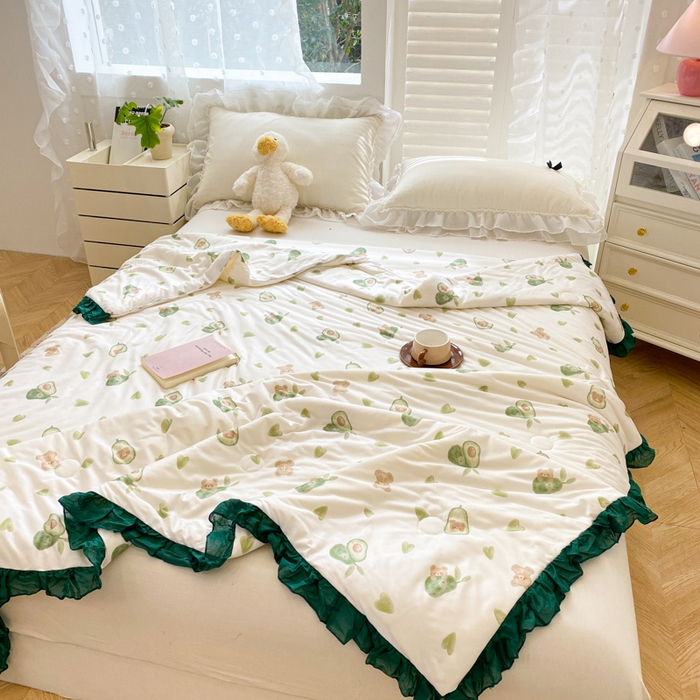 91家纺网 家纺一手货源 找家纺 千朵 2024新款针织棉夏被 牛油果