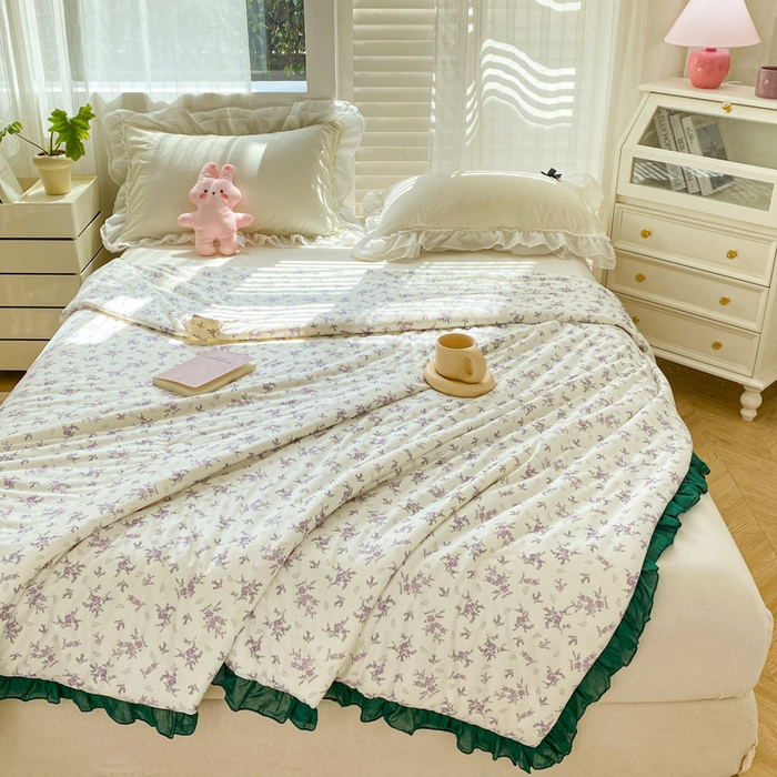 91家纺网 家纺一手货源 找家纺 千朵 2024新款针织棉夏被 紫玥