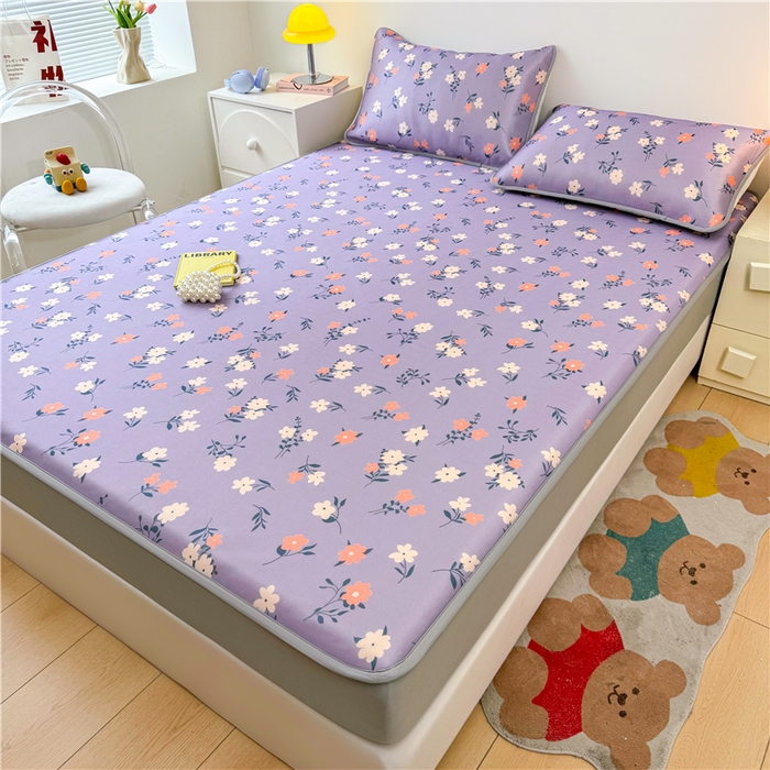 91家纺网 家纺一手货源 找家纺 喜居 2024新款碳光冰丝席床笠款 蔷薇花