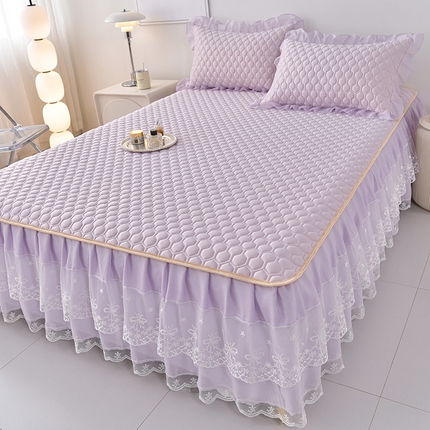 91家纺网 家纺一手货源 找家纺 民新家纺 2025新款凉感丝乳胶床裙凉席唯美系列 唯美-云紫