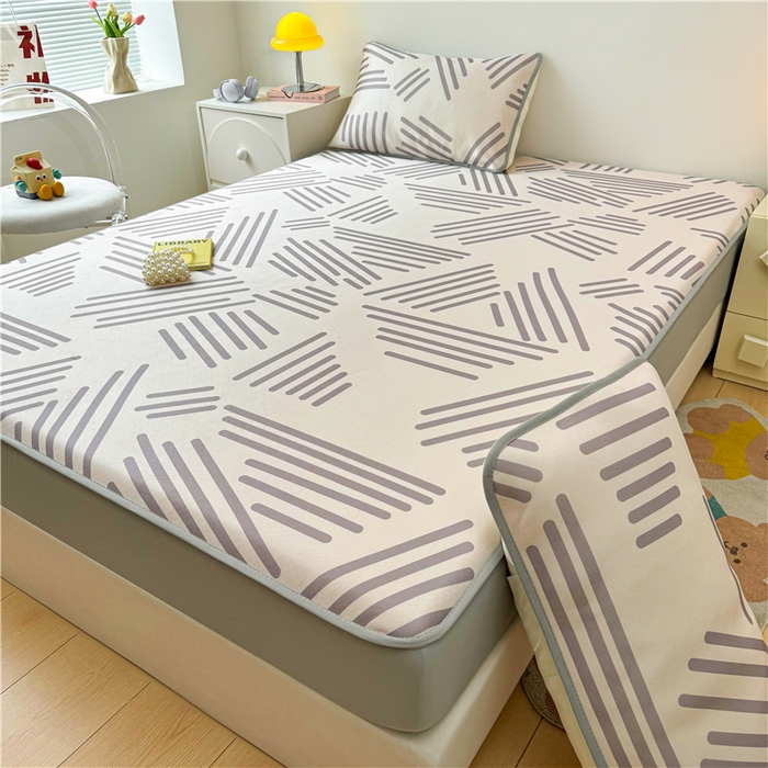 91家纺网 家纺一手货源 找家纺 喜居 2024新款碳光冰丝席床笠款 简约生活