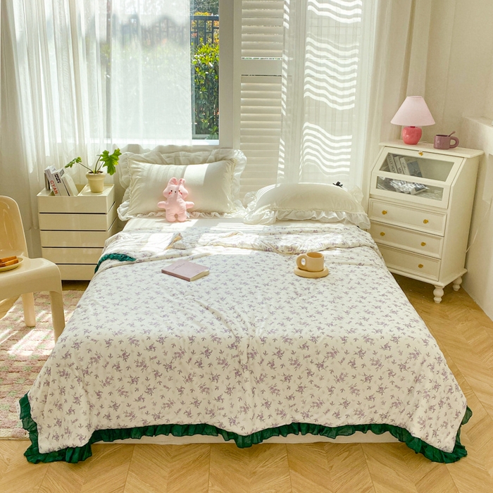 91家纺网 家纺一手货源 找家纺 千朵 2024新款针织棉夏被 紫玥