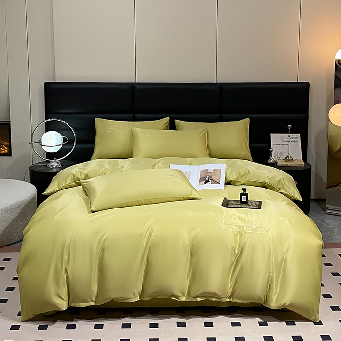 91家纺网 家纺一手货源 找家纺 澳梵 2024新款水洗真丝刺绣四件套 蒂娜-优雅绿