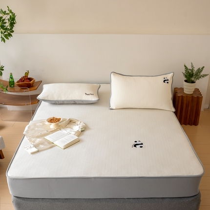 FORTWO家纺原创设计（FOR TWO家纺） 2024新款绣花凉席系列 熊猫-奶昔白