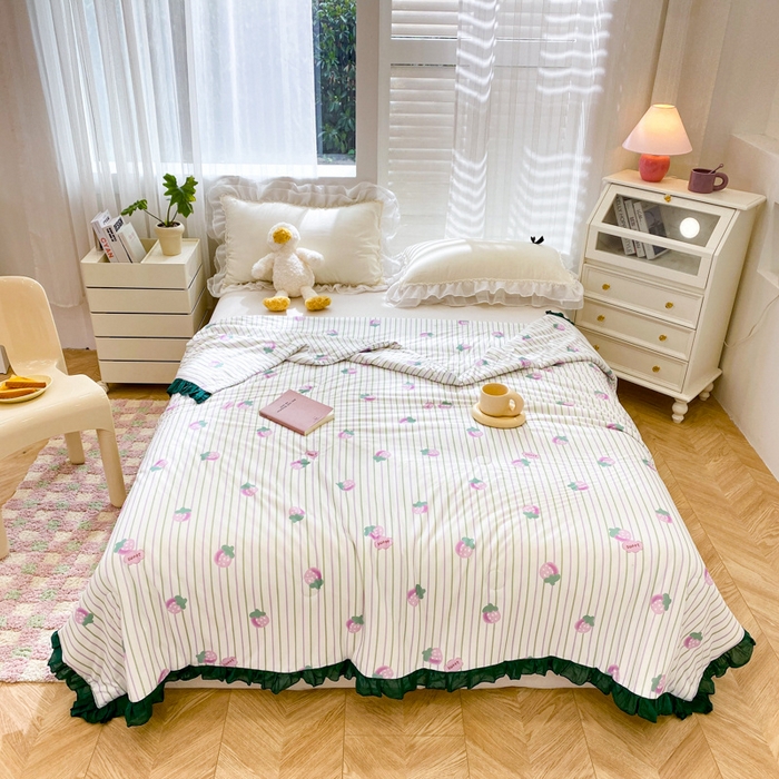 91家纺网 家纺一手货源 找家纺 千朵 2024新款针织棉夏被 甜草莓