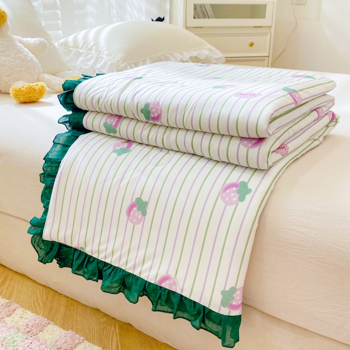 91家纺网 家纺一手货源 找家纺 千朵 2024新款针织棉夏被 甜草莓