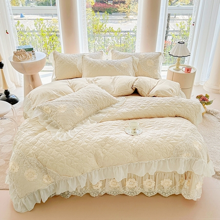 91家纺网 家纺一手货源 找家纺 （总）罗艺轩 2024新款公主风水洗棉全夹棉床盖款四件套-盛宴