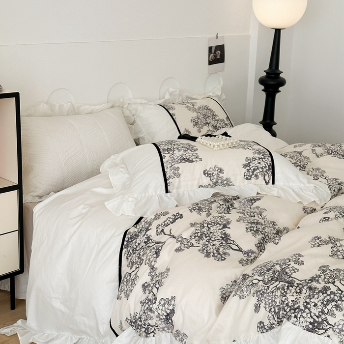 91家纺网 家纺一手货源 找家纺 （总）昔可家纺 2024新款全棉印花花边四件套