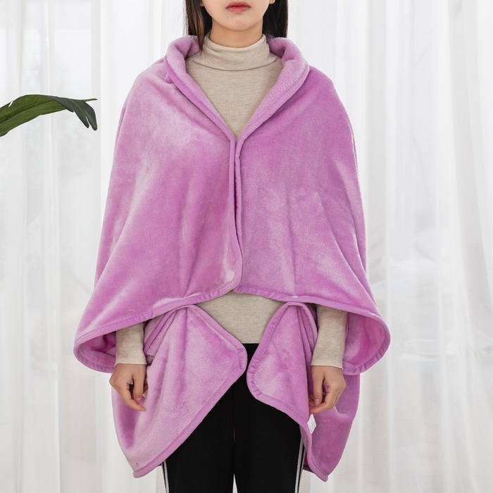 91家纺网 家纺一手货源 找家纺 恋尚羽 2025秋冬爆款印花披肩毯盖毯粉色