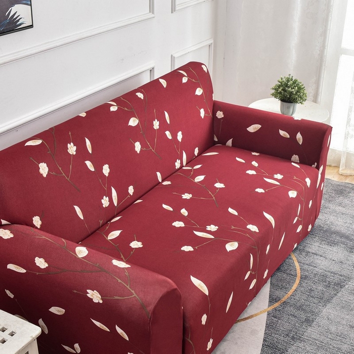 91家纺网 家纺一手货源 找家纺 兴妮雅家纺 2024新款三人位沙发套 一支独秀(红)