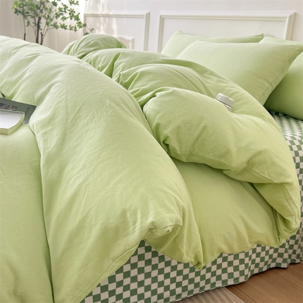 91家纺网 家纺一手货源 找家纺 （总）多品家纺 2024年春夏新品全棉双拼纯色无印风四件套