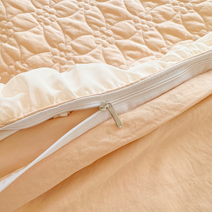 91家纺网 家纺一手货源 找家纺 罗艺轩 2024新款公主风水洗棉全夹棉床盖款四件套-盛宴 盛宴-香槟