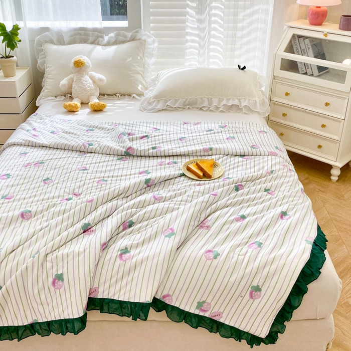 91家纺网 家纺一手货源 找家纺 千朵 2024新款针织棉夏被 甜草莓