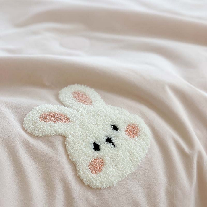 91家纺网 家纺一手货源 找家纺 柚子 2024新款全棉水洗新疆棉夏被四件套 小白兔