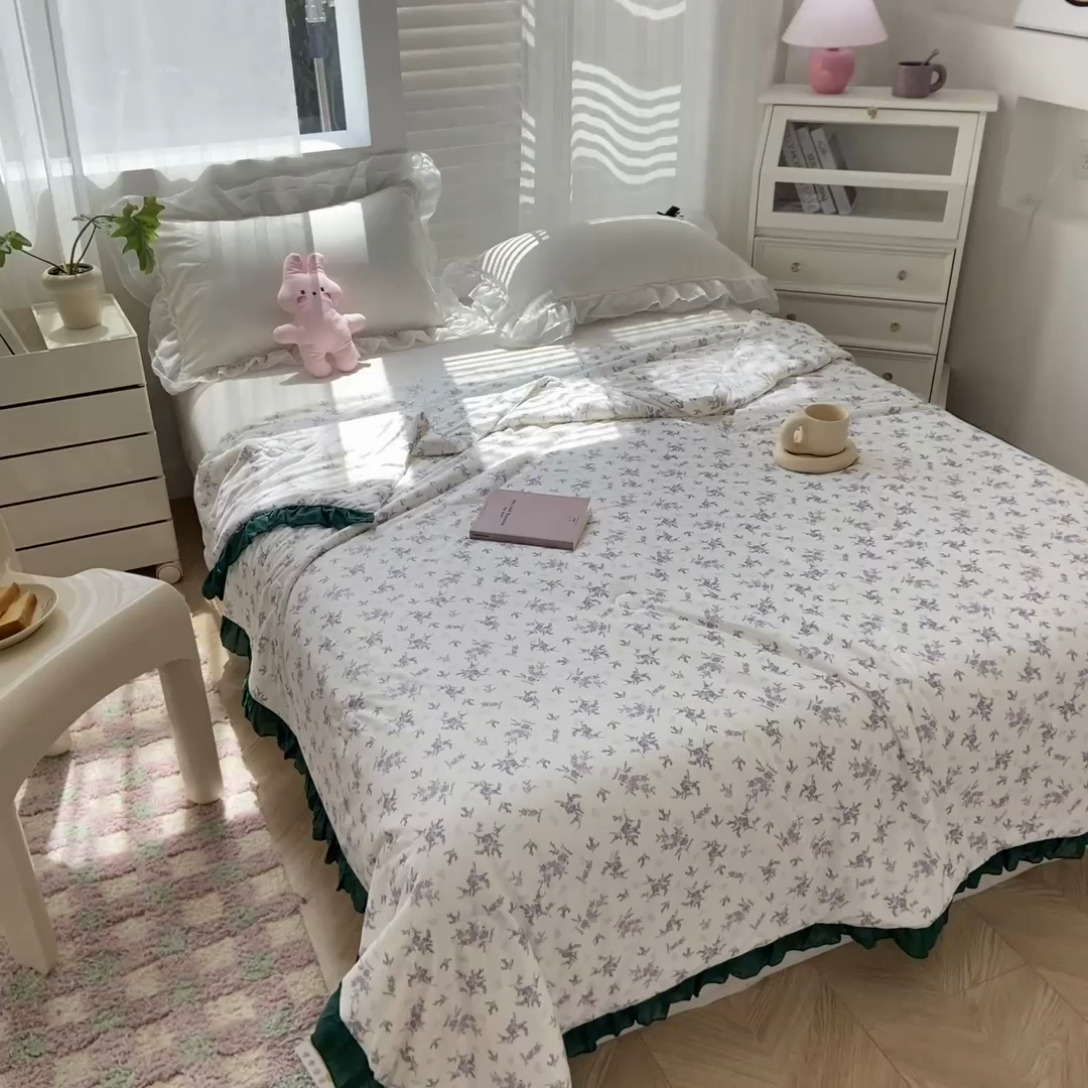 91家纺网 家纺一手货源 找家纺 千朵 2024新款针织棉夏被 紫玥