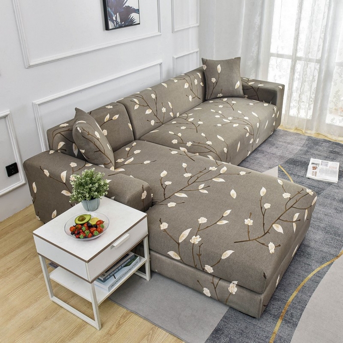 91家纺网 家纺一手货源 找家纺 兴妮雅家纺 2024新款雅芝华士贵妃沙发套 一支独秀(咖)