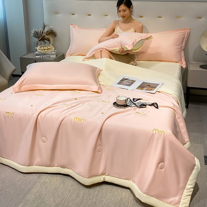 91家纺网 家纺一手货源 找家纺 澳梵 2024新款莫代尔夏被四件套 minmin粉