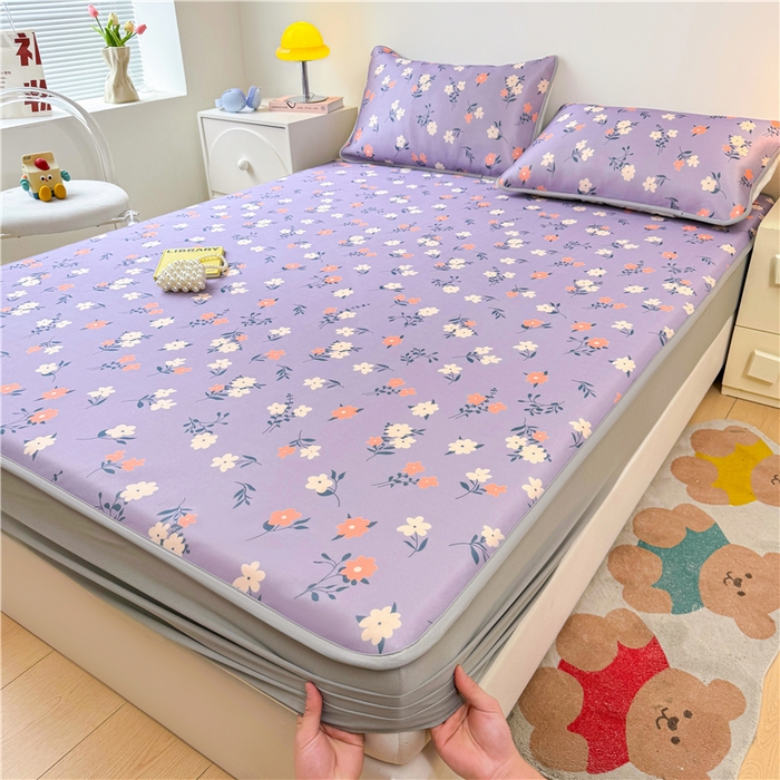 91家纺网 家纺一手货源 找家纺 喜居 2024新款碳光冰丝席床笠款 蔷薇花