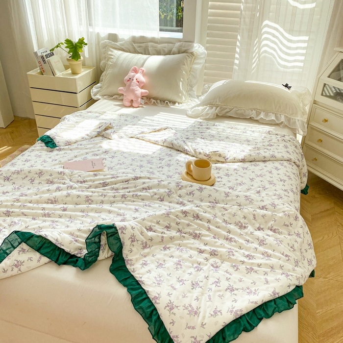 91家纺网 家纺一手货源 找家纺 千朵 2024新款针织棉夏被 紫玥