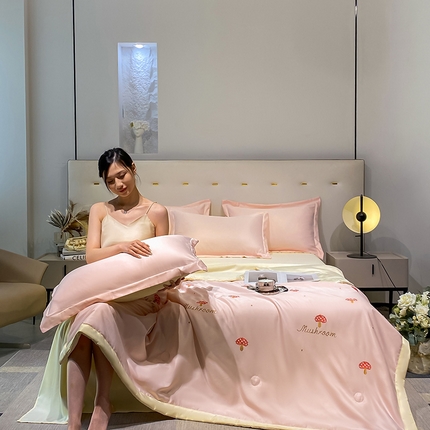 澳梵 2024新款莫代尔夏被四件套 蘑菇粉