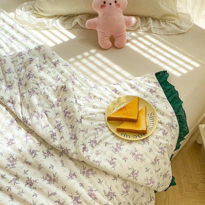 91家纺网 家纺一手货源 找家纺 千朵 2024新款针织棉夏被 紫玥