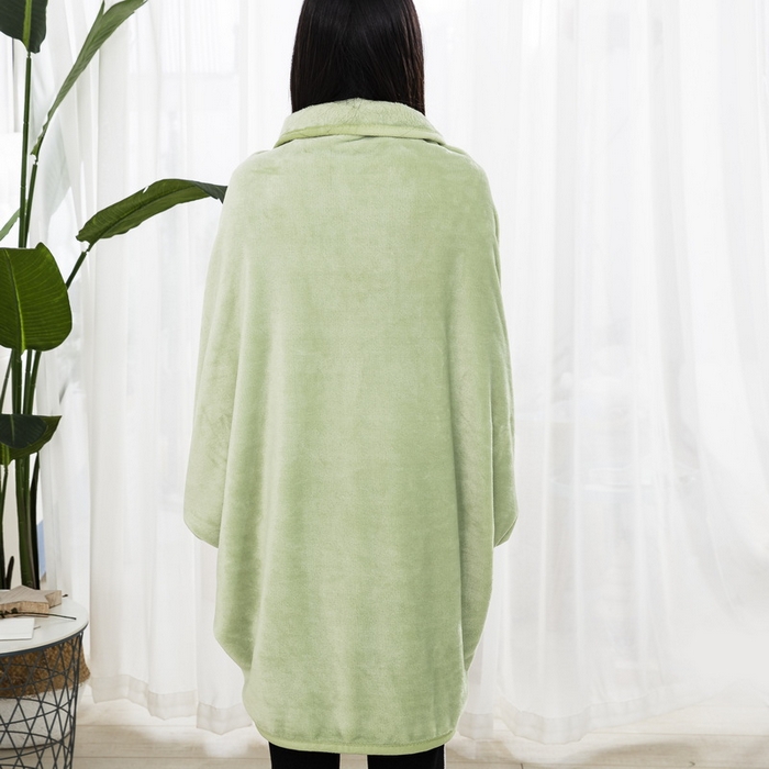 91家纺网 家纺一手货源 找家纺 恋尚羽 2025秋冬爆款印花披肩毯盖毯果绿