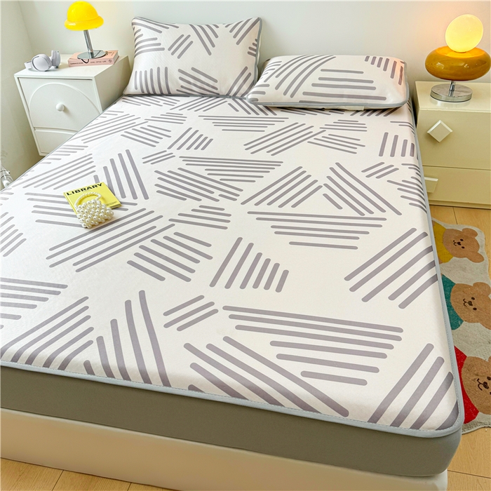 91家纺网 家纺一手货源 找家纺 喜居 2024新款碳光冰丝席床笠款 简约生活