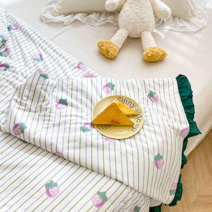 91家纺网 家纺一手货源 找家纺 千朵 2024新款针织棉夏被 甜草莓