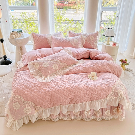 91家纺网 家纺一手货源 找家纺 （总）罗艺轩 2024新款公主风水洗棉全夹棉床盖款四件套-盛宴