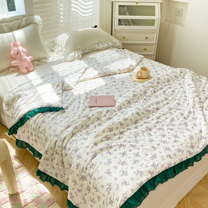 91家纺网 家纺一手货源 找家纺 千朵 2024新款针织棉夏被 紫玥