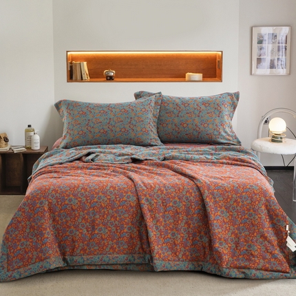 双层纱家居 2024新款新款夏被四件套 花间无语夏被四件套