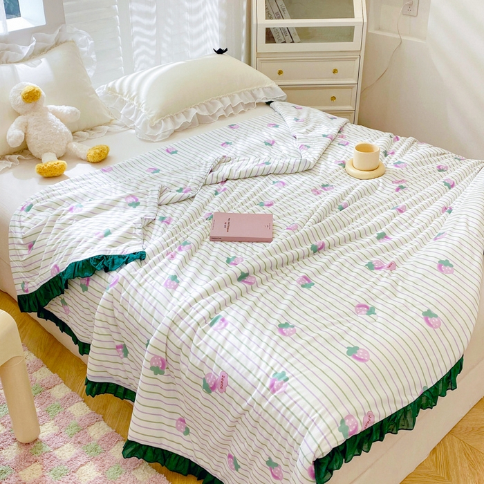 91家纺网 家纺一手货源 找家纺 千朵 2024新款针织棉夏被 甜草莓