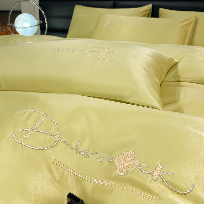 91家纺网 家纺一手货源 找家纺 澳梵 2024新款水洗真丝刺绣四件套 蒂娜-优雅绿