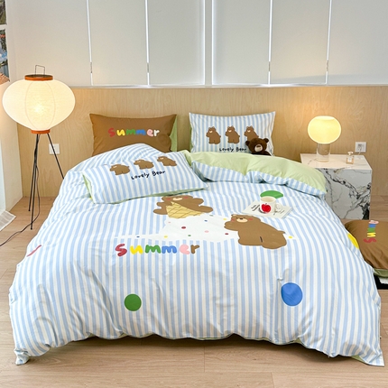 千朵 2024新款13372全棉大版四件套 夏日熊