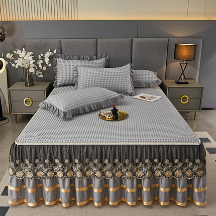 91家纺网 家纺一手货源 找家纺 （总）情恒家纺 2025新款可拆卸凉豆豆床裙款凉席