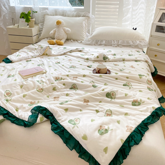 91家纺网 家纺一手货源 找家纺 千朵 2024新款针织棉夏被 牛油果