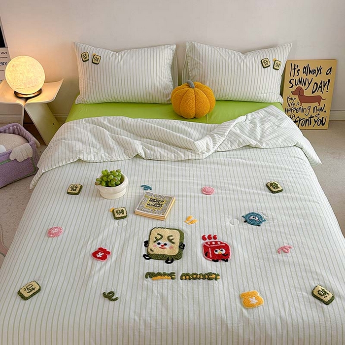 91家纺网 家纺一手货源 找家纺 柚子 2024新款全棉水洗新疆棉夏被四件套 碰发财