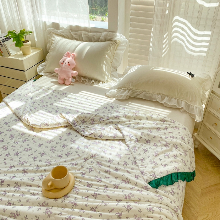 91家纺网 家纺一手货源 找家纺 千朵 2024新款针织棉夏被 紫玥