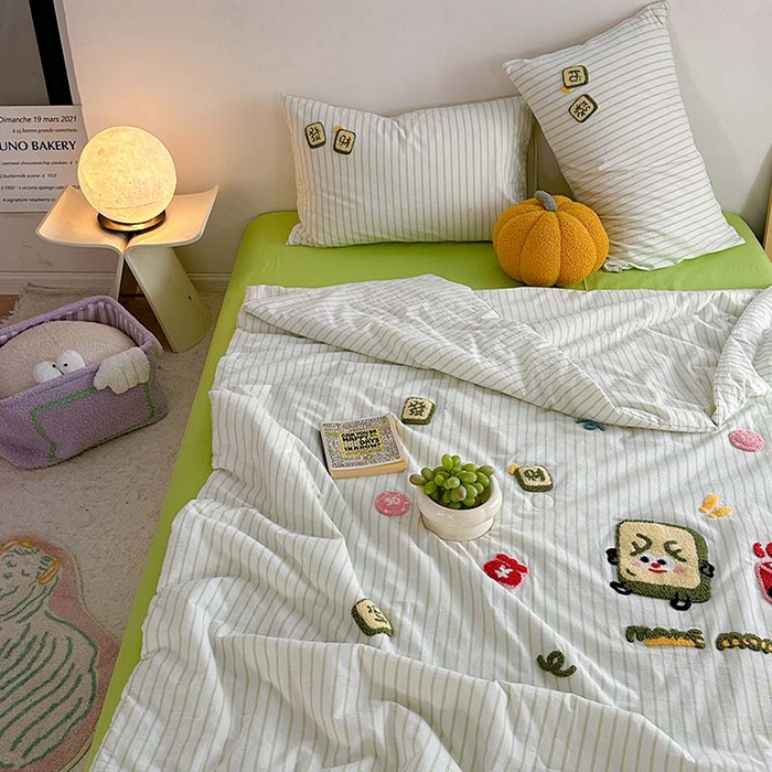 91家纺网 家纺一手货源 找家纺 柚子 2024新款全棉水洗新疆棉夏被四件套 碰发财