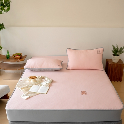 FORTWO家纺原创设计（FOR TWO家纺） 2024新款绣花凉席系列 开心小熊-粉